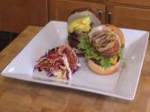 Gourmet Turkey Burger And Hamburger With Vinegar Coleslaw
