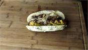 Grilled Chicago Style Polish Sausage Sandwich On Cedar Plank