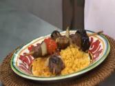 Grilled Lamb Skewers with Fig & Aubergine