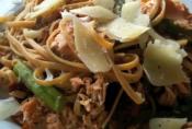Linguine With Grilled Salmon And Asparagus Cream Sauce