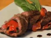 Roasted Vegetable Stuffed Flank Steak Paired With Heinens Red Wine