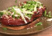 Hot Asian Eggplant And Seitan Sandwich