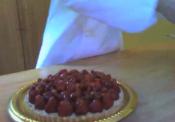 Strawberry Flan With Cream