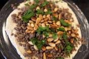 Hummus With Ground Beef And Pine Nuts