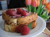 
French Custard With Raspberry Sauce