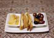 Pita Bread With Hummus Tomatoes And Mint