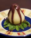 Raspberry Poached Pears With Chocolate Raspberry Sauce