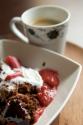 Swedish Rice Pancakes With Rhubarb Sauce