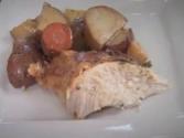 Juicy Roast Chicken With Potatoes, Wine, Onion, Rosemary 