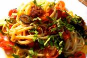 Quick Linguine Pasta With Chorizo In Tomato Sauce