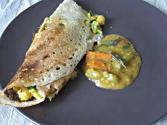 Oats Masala Dosa-stuffed Chickpea Crepe