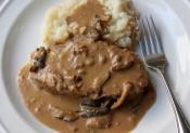 Meatloaf Cooked In Creamy Mushroom Gravy 