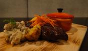 Chipotle Smoked Pork Ribs With Jalapeño Cheddar Corn Fritters, Bacon Baked Beans  And Potato Salad.. 
