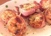 Pan Fried Bacon Wrapped Shrimp
