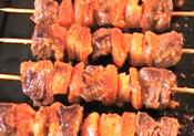 Pan Fried Skewered Beef Kabobs