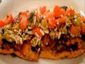 Pan Seared Salmon Filets With Tomato, Olive And Salsa Cruda