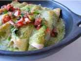 Pepper Jack Chicken Enchiladas With Tomatillo Sauce