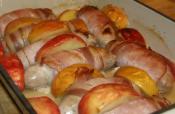 Baked Sausages With Bacon And Roasted Apples