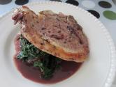 Pork Chops With Red Wine Sauce And Winter Greens
