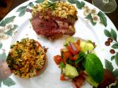 Herb Crust Lamb Loin Chops With Tomato Mint Salad