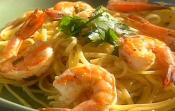Preparing Shrimp In White Wine And Linguini