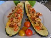 Quinoa And Cannellini Bean Stuffed Baked Zucchini