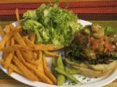 Raw Vegan Burger With French Fries