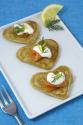 Heart-shaped Blini With Smoked Salmon And Lemon Caper Sour Cream
