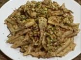 Richard Blaine's Ez Cooking: Pasta Con Pancetta, Carciofi, Gorgonzola E Pistachhi