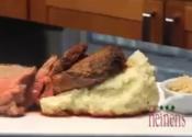 Bone- In Roasted Strip Loin With A Side Of Bleu Cheese Mashed Potatoes