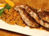 Roasted Pork Chops With Maple Mustard Sauce And Butternut Squash Risotto