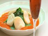Poached Scallops And Red Pepper Sauce