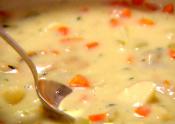 Roasted Vegetable Clam And Corn Chowder, Cooked Beetroot Salad And Turkey Rice Noodle Salad