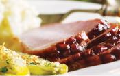 Tomato And Balsamic Glazed Ham With Braised Endives