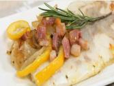 Sea Bass With Bacon, Onion And Orange Zest
