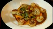 Monkfish With Sea Scallops And Sauted Veggies