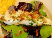 Seared Halibut With Warm Bacon Dressing