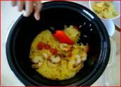 Solar Cooked Spanish Style Shrimp Paella