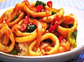 Stir-fried Spicy Squid With Rice (매운 오징어 덮밥)