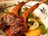Lollipop Lamb Chops With Upland Cress And Fennel Salad Polenta Cakes & Blackberry Reduction