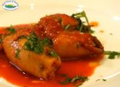 Spinach And Cheese Stuffed Calamari In Tomato Sauce