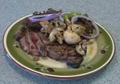 Grilled Sukiyaki Striploin And Skewered Mushrooms