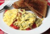 Summer Scrambled Eggs With Cherry Tomato, Basil And Feta 