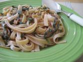 Fettuccine With Goat Cheese, Swiss Chard And Walnuts