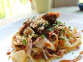 Tagliatelle Pasta With Roasted Chicken, Sauteed Cabbage And Salami 