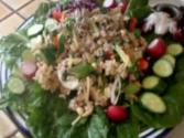 Thai Chicken Salad With Crispy Rice. Healthy Chicken Salad
