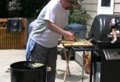 Omelet With Mushrooms And Cheese On Outdoor Grill