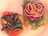 Tri Tip Hamburgers Topped With Grilled Pacia Peppers