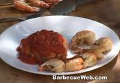 Barbecued Tuna Steaks With Shrimp And Red Pepper Sauce