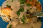 Turkey Sausage, Egg And Biscuit Casserole With Gravy